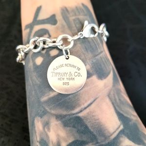 TIFFANYS Sterling Silver Return to Tiffany Round Tag Charm Bracelet (no box)